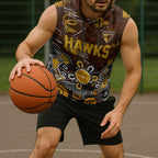 Personalized Hawthorn Hawks Sleeveless Hoodie Aboriginal Dot Painting Graffiti Style