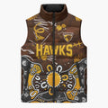 Personalized Hawthorn Hawks Sleeveless Puffer Jacket Aboriginal Dot Painting Graffiti Style