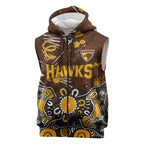 Personalized Hawthorn Hawks Sleeveless Zip Hoodie Aboriginal Dot Painting Graffiti Style