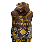 Personalized Hawthorn Hawks Sleeveless Zip Hoodie Aboriginal Dot Painting Graffiti Style
