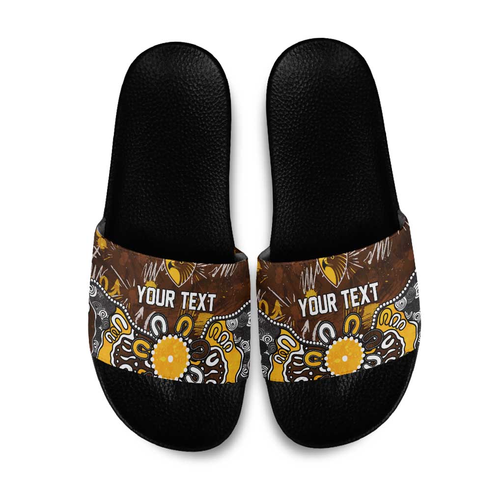 Personalized Hawthorn Hawks Slide Sandals Aboriginal Dot Painting Graffiti Style