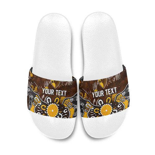 Personalized Hawthorn Hawks Slide Sandals Aboriginal Dot Painting Graffiti Style