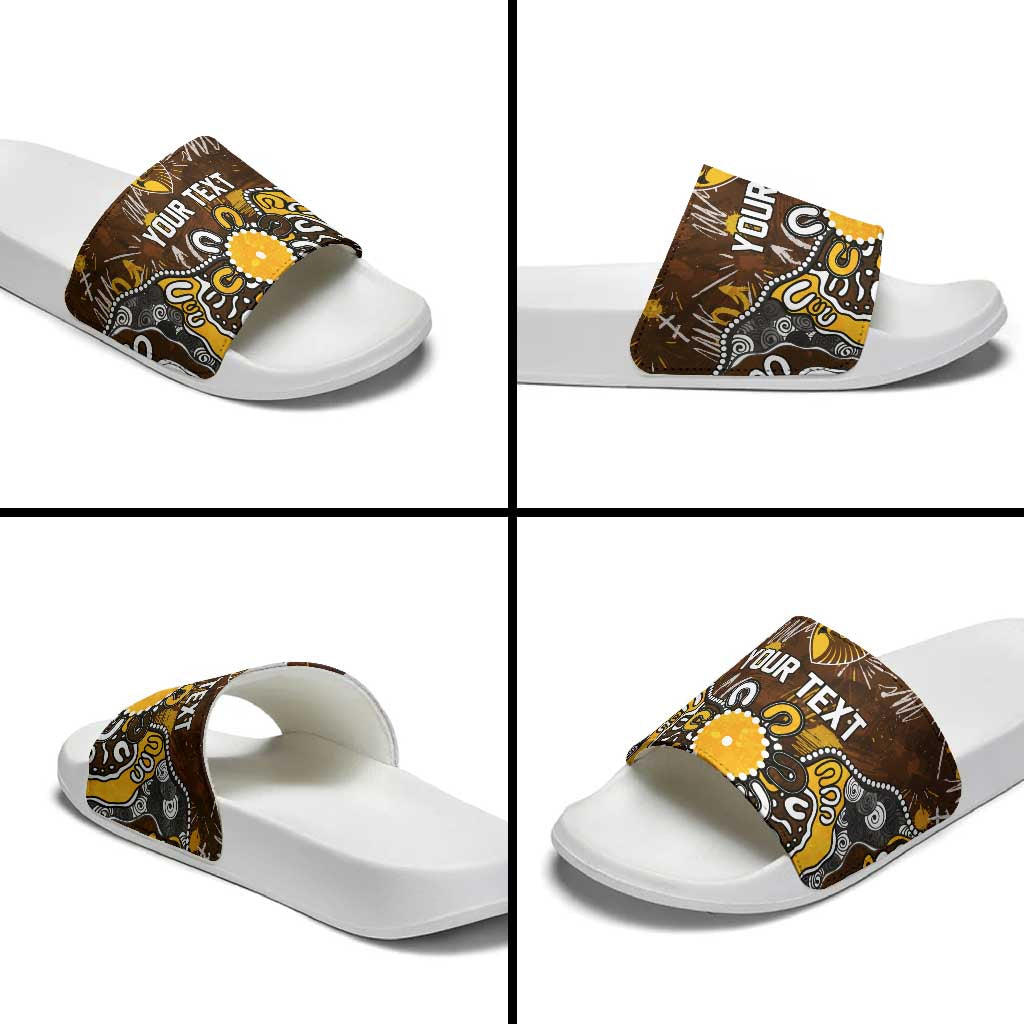 Personalized Hawthorn Hawks Slide Sandals Aboriginal Dot Painting Graffiti Style