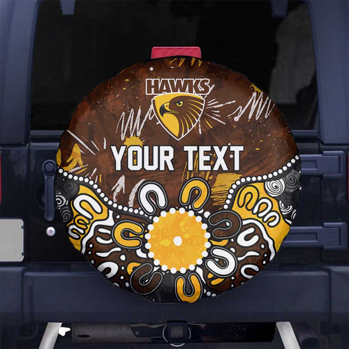 Personalized Hawthorn Hawks Spare Tire Cover Aboriginal Dot Painting Graffiti Style