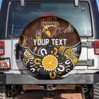 Personalized Hawthorn Hawks Spare Tire Cover Aboriginal Dot Painting Graffiti Style