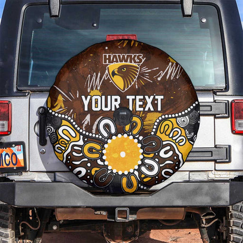 Personalized Hawthorn Hawks Spare Tire Cover Aboriginal Dot Painting Graffiti Style