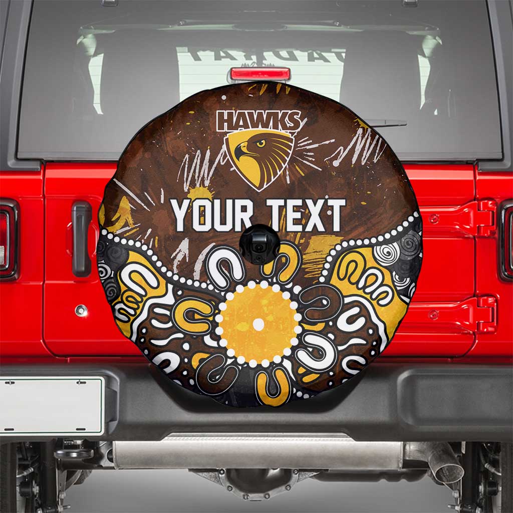 Personalized Hawthorn Hawks Spare Tire Cover Aboriginal Dot Painting Graffiti Style
