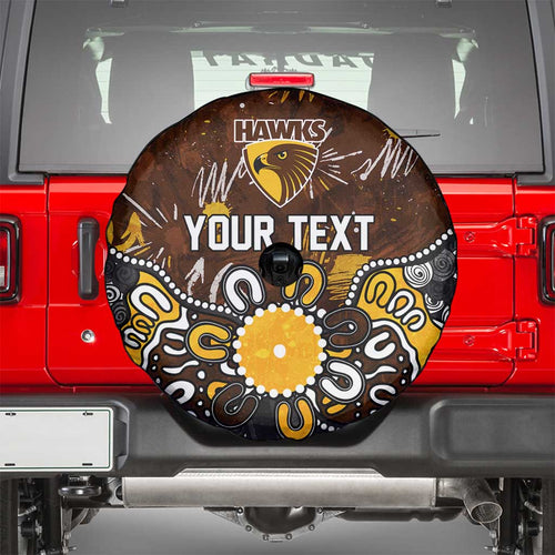 Personalized Hawthorn Hawks Spare Tire Cover Aboriginal Dot Painting Graffiti Style