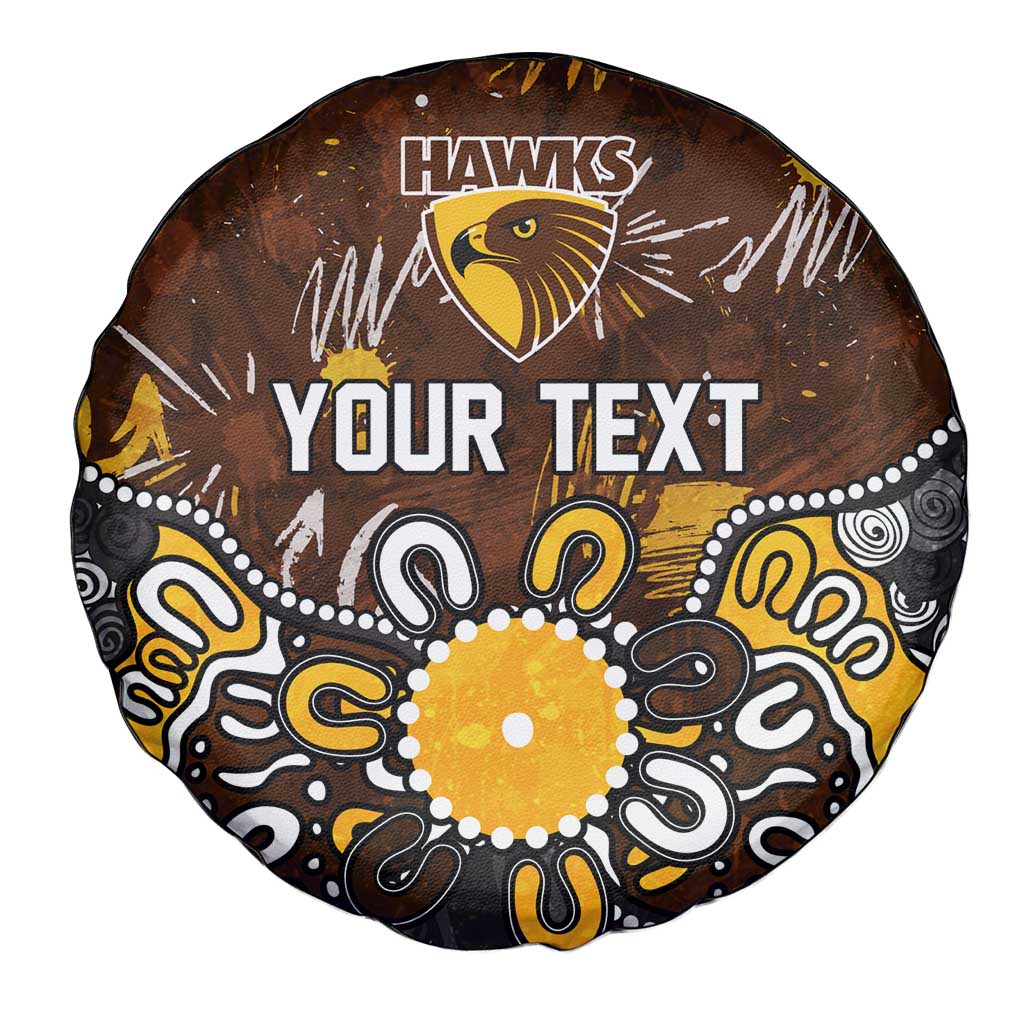 Personalized Hawthorn Hawks Spare Tire Cover Aboriginal Dot Painting Graffiti Style