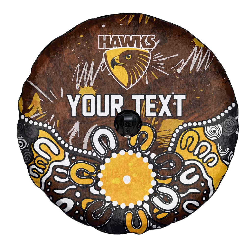 Personalized Hawthorn Hawks Spare Tire Cover Aboriginal Dot Painting Graffiti Style
