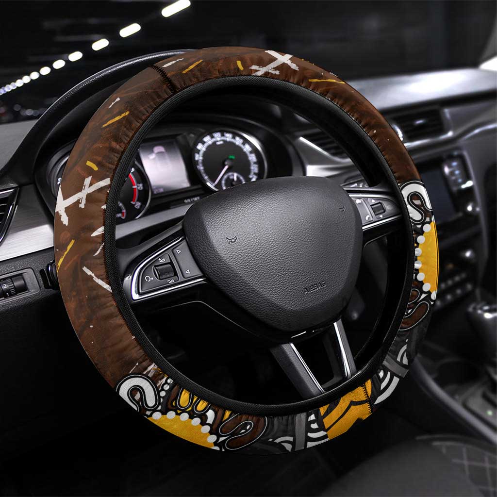 Hawthorn Hawks Steering Wheel Cover Aboriginal Dot Painting Graffiti Style