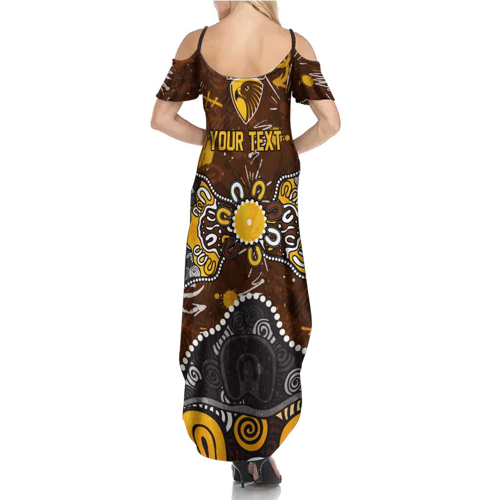 Personalized Hawthorn Hawks Summer Maxi Dress Aboriginal Dot Painting Graffiti Style