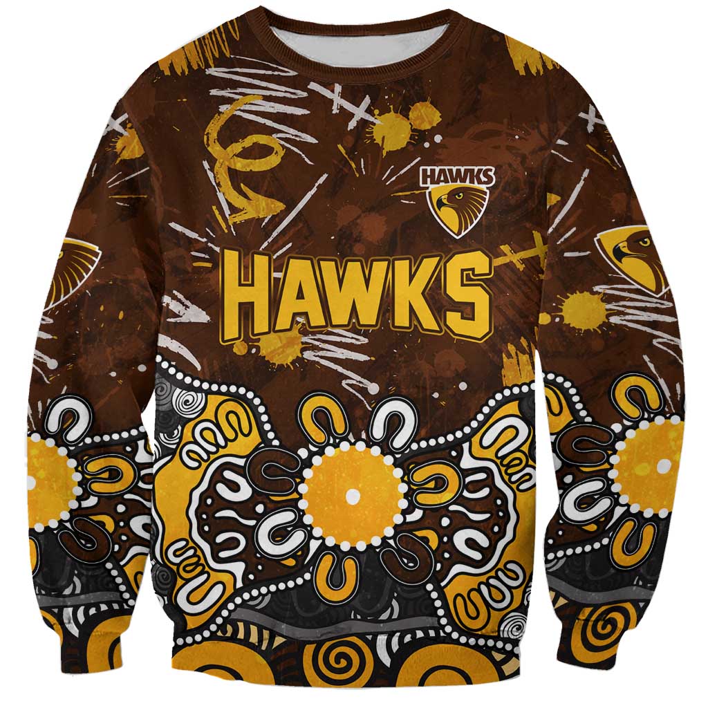 Personalized Hawthorn Hawks Sweatshirt Aboriginal Dot Painting Graffiti Style