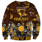 Personalized Hawthorn Hawks Sweatshirt Aboriginal Dot Painting Graffiti Style