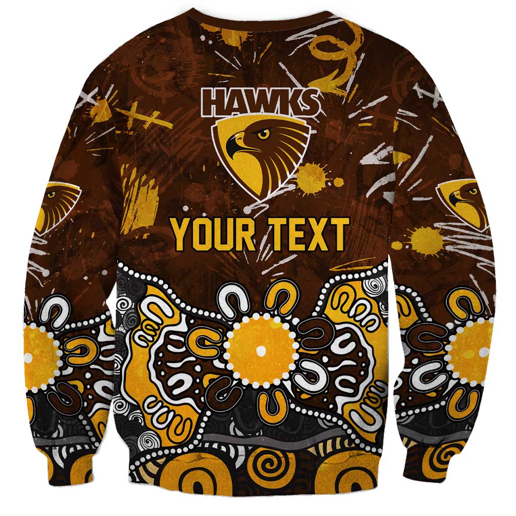 Personalized Hawthorn Hawks Sweatshirt Aboriginal Dot Painting Graffiti Style