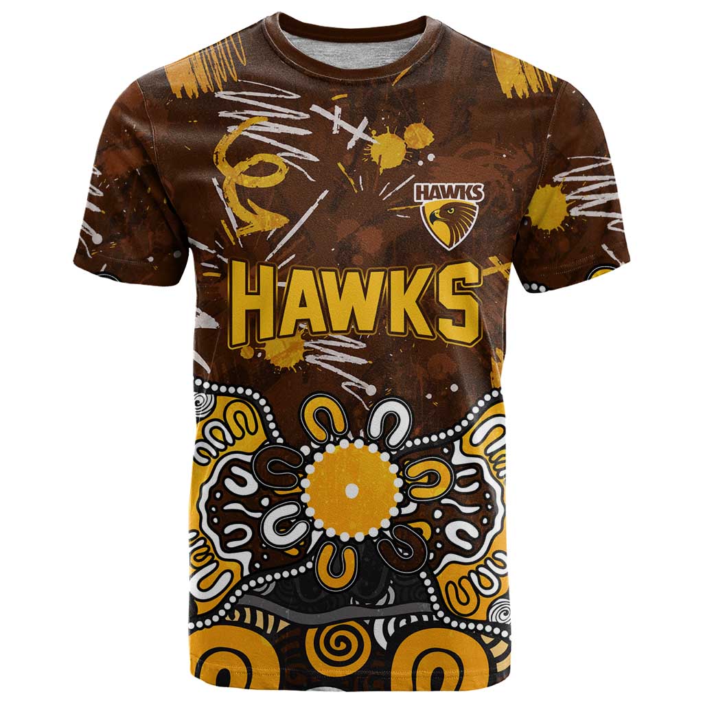 Personalized Hawthorn Hawks T Shirt Aboriginal Dot Painting Graffiti Style
