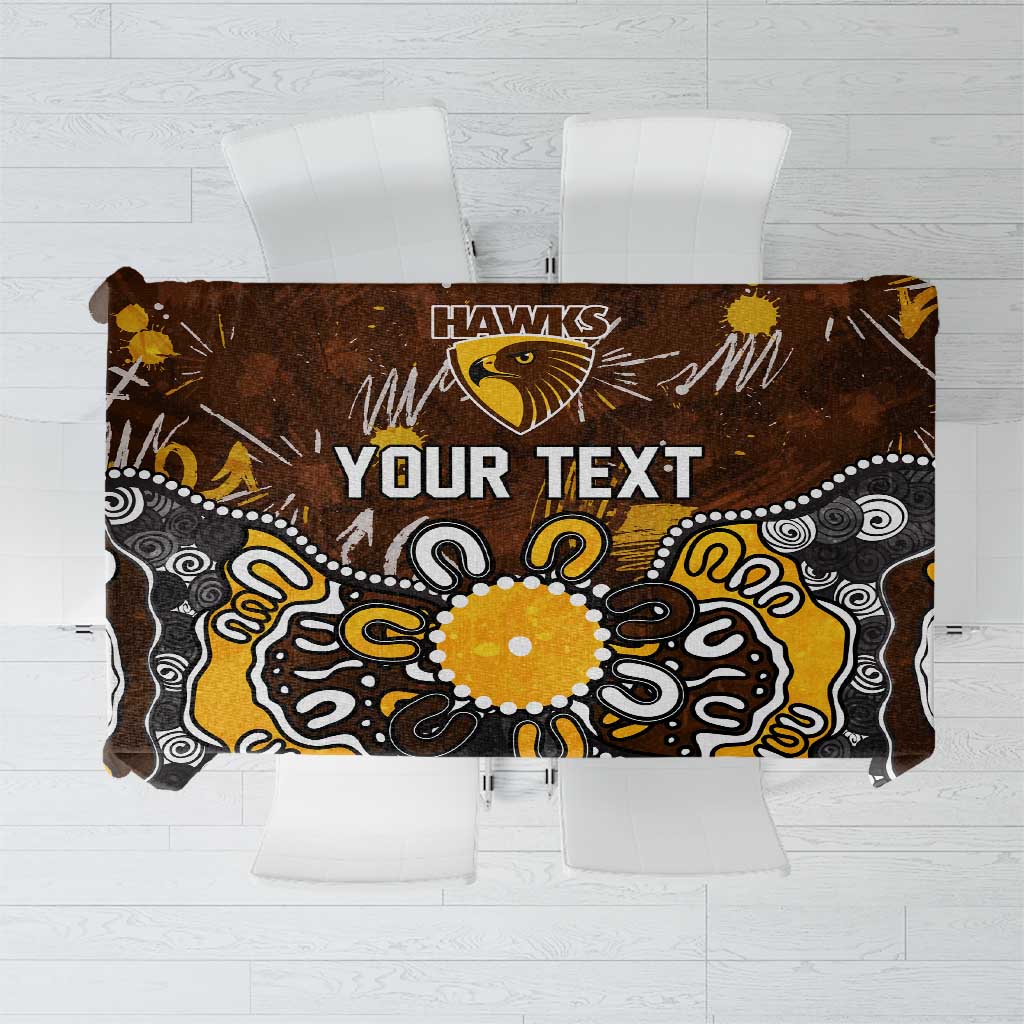 Personalized Hawthorn Hawks Tablecloth Aboriginal Dot Painting Graffiti Style