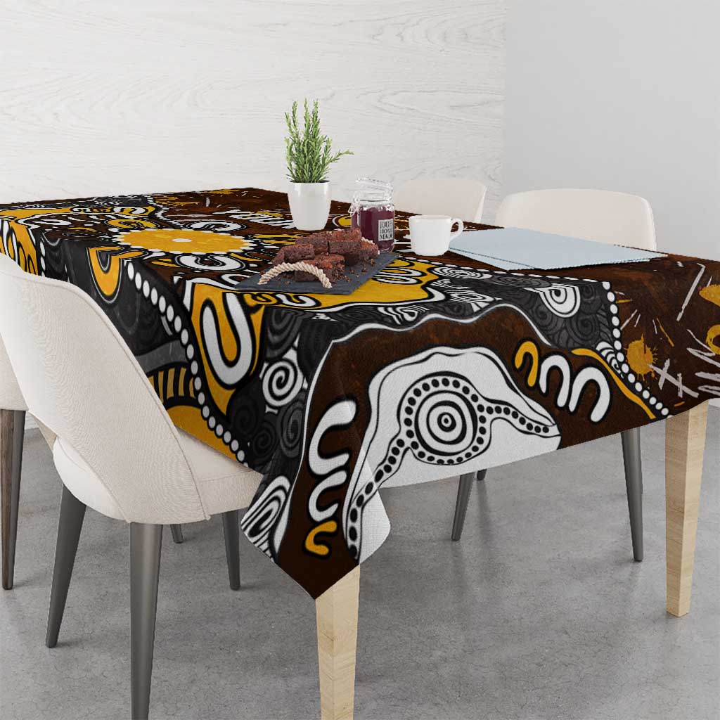 Personalized Hawthorn Hawks Tablecloth Aboriginal Dot Painting Graffiti Style
