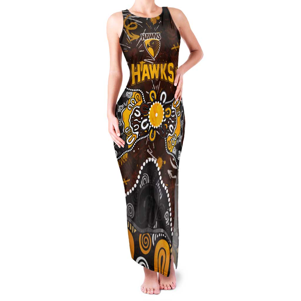Personalized Hawthorn Hawks Tank Maxi Dress Aboriginal Dot Painting Graffiti Style