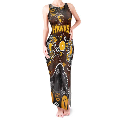 Personalized Hawthorn Hawks Tank Maxi Dress Aboriginal Dot Painting Graffiti Style