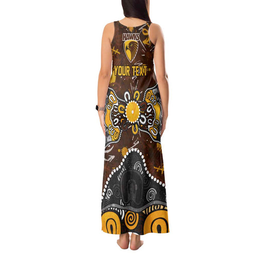 Personalized Hawthorn Hawks Tank Maxi Dress Aboriginal Dot Painting Graffiti Style
