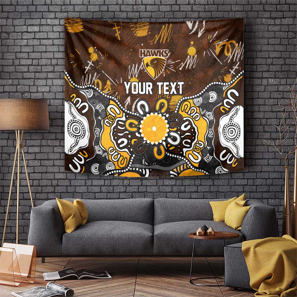 Personalized Hawthorn Hawks Tapestry Aboriginal Dot Painting Graffiti Style