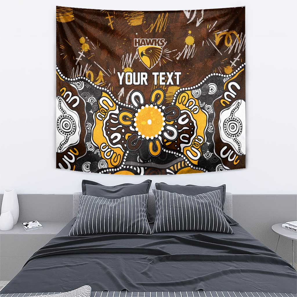 Personalized Hawthorn Hawks Tapestry Aboriginal Dot Painting Graffiti Style