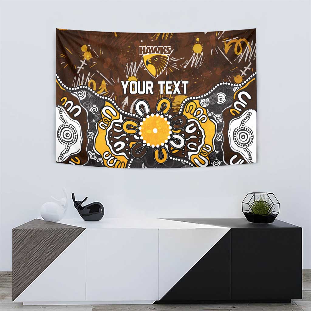 Personalized Hawthorn Hawks Tapestry Aboriginal Dot Painting Graffiti Style