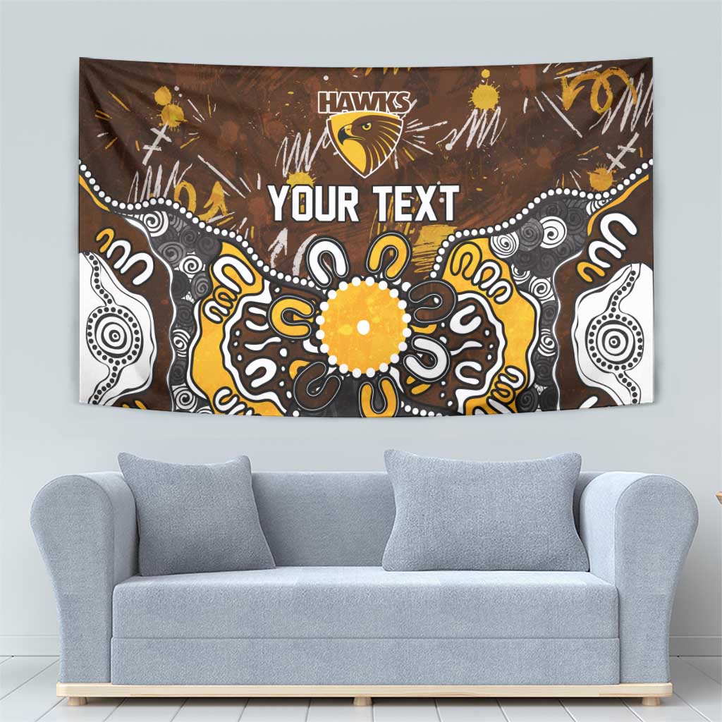 Personalized Hawthorn Hawks Tapestry Aboriginal Dot Painting Graffiti Style