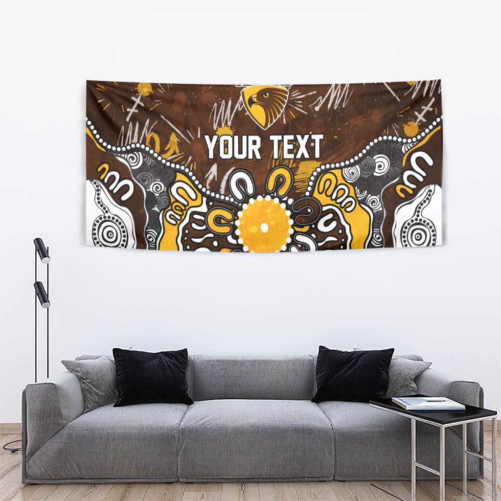 Personalized Hawthorn Hawks Tapestry Aboriginal Dot Painting Graffiti Style