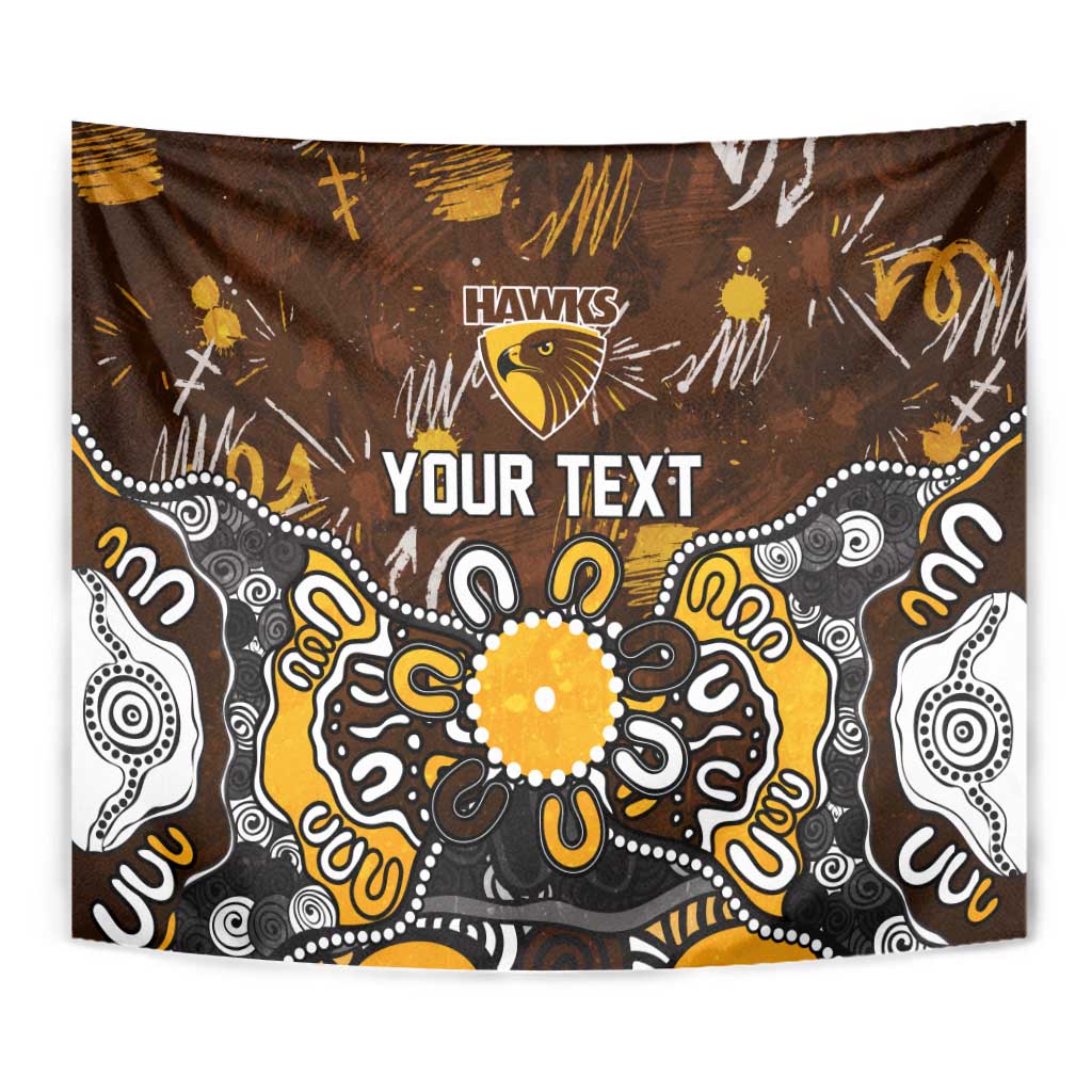 Personalized Hawthorn Hawks Tapestry Aboriginal Dot Painting Graffiti Style