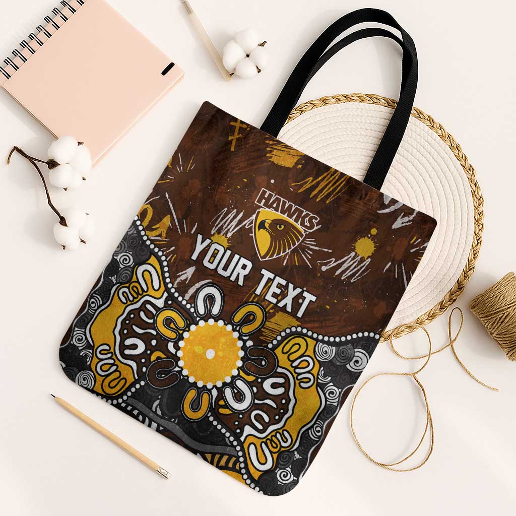 Personalized Hawthorn Hawks Tote Bag Aboriginal Dot Painting Graffiti Style