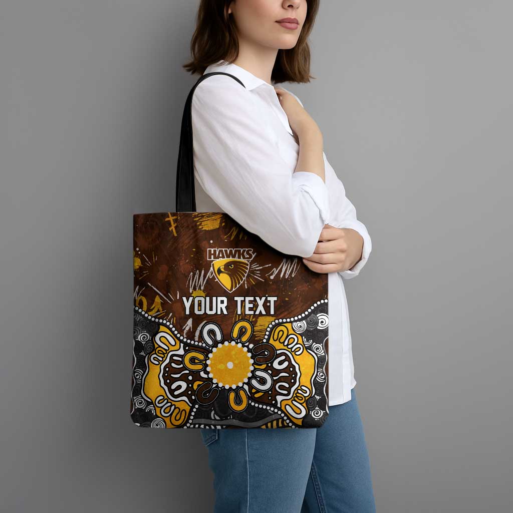 Personalized Hawthorn Hawks Tote Bag Aboriginal Dot Painting Graffiti Style
