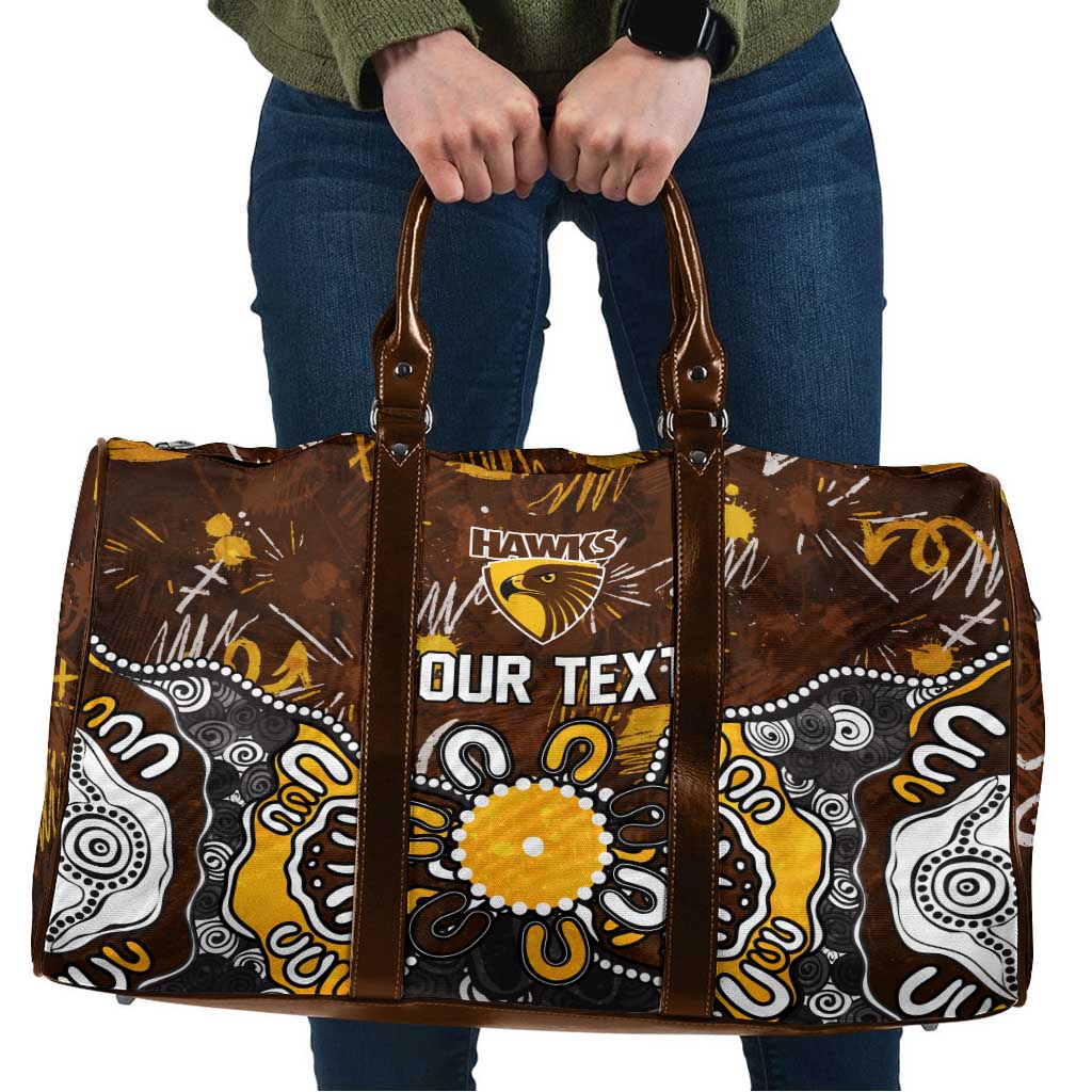 Personalized Hawthorn Hawks Travel Bag Aboriginal Dot Painting Graffiti Style