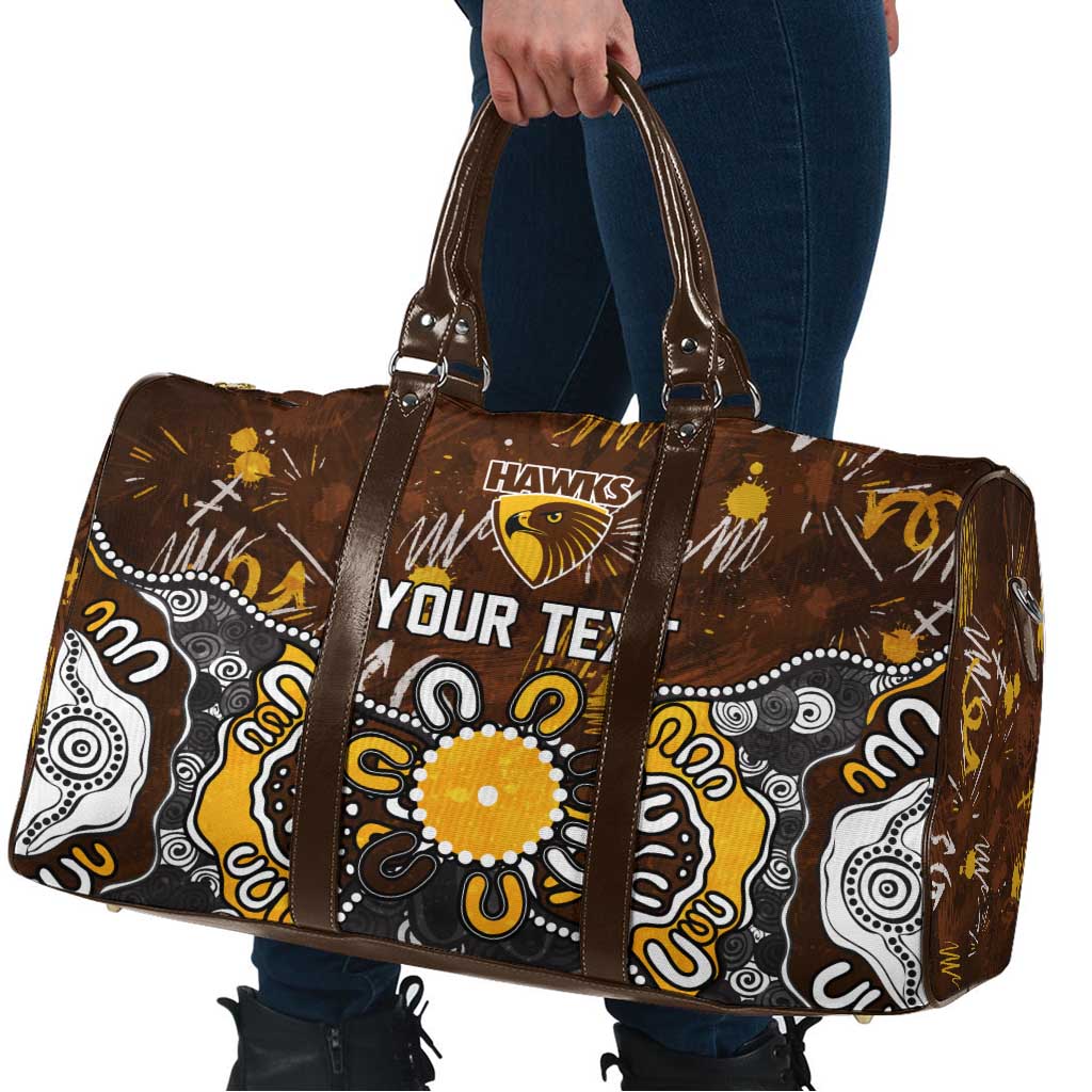 Personalized Hawthorn Hawks Travel Bag Aboriginal Dot Painting Graffiti Style