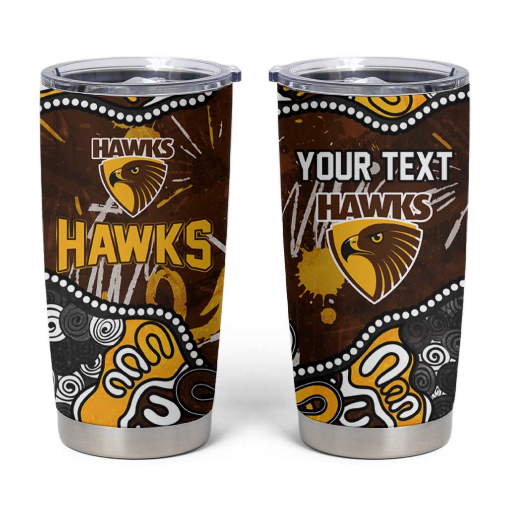 Personalized Hawthorn Hawks Tumbler Cup Aboriginal Dot Painting Graffiti Style