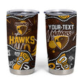 Personalized Hawthorn Hawks Tumbler Cup Aboriginal Dot Painting Graffiti Style