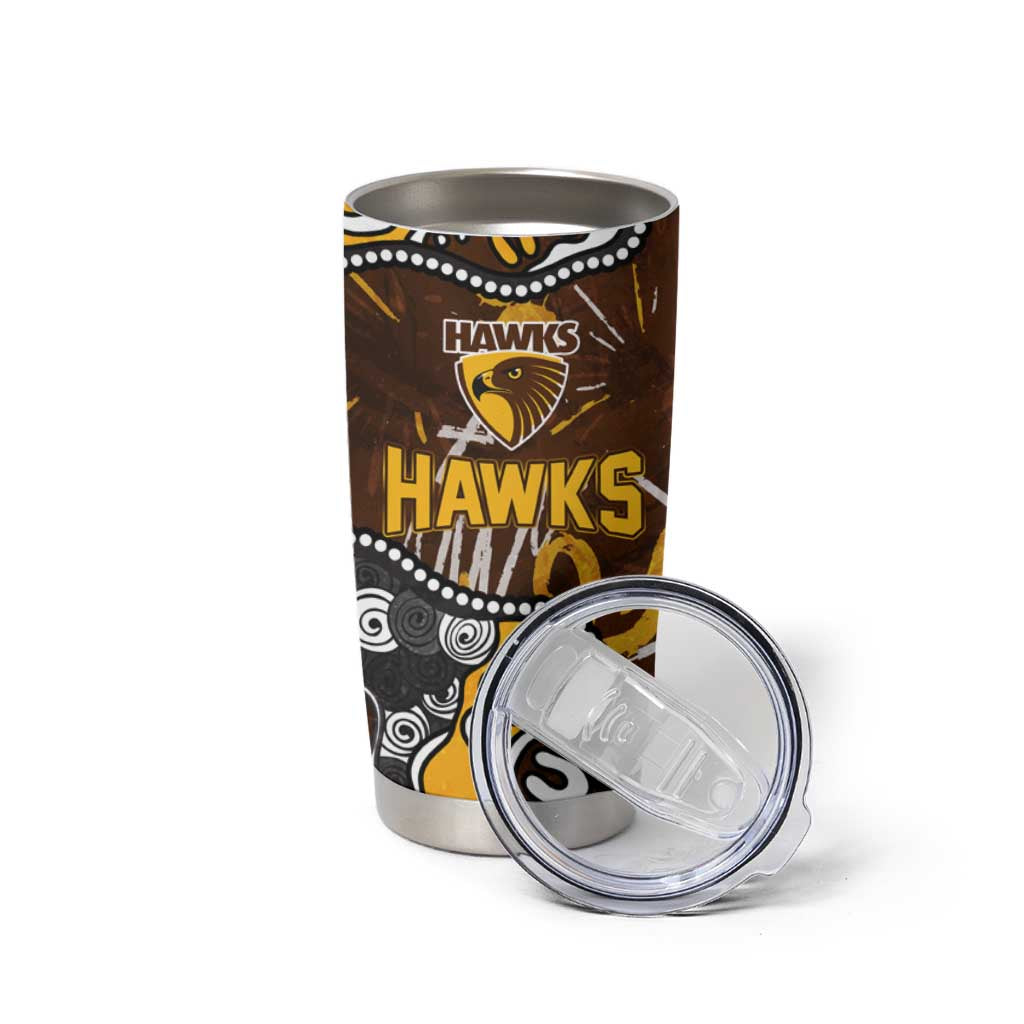 Personalized Hawthorn Hawks Tumbler Cup Aboriginal Dot Painting Graffiti Style