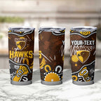 Personalized Hawthorn Hawks Tumbler Cup Aboriginal Dot Painting Graffiti Style