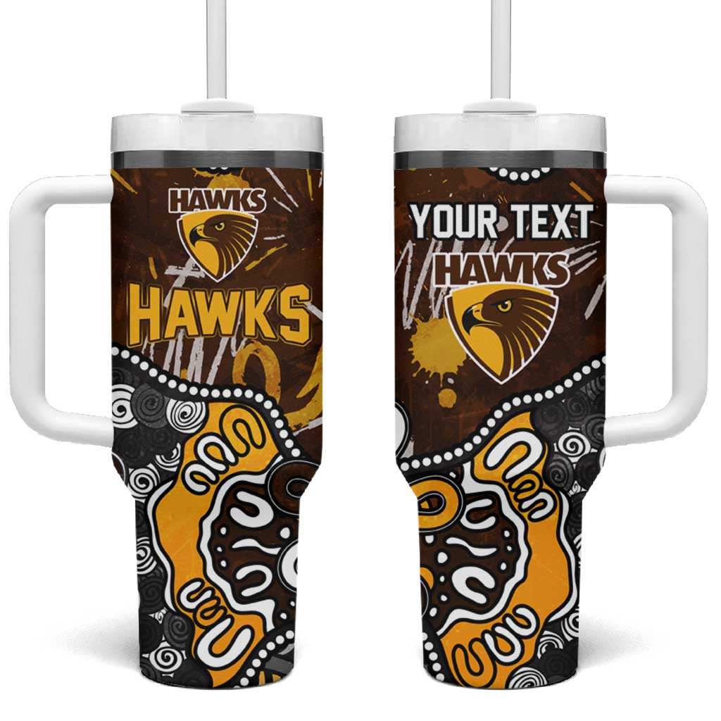 Personalized Hawthorn Hawks Tumbler With Handle Aboriginal Dot Painting Graffiti Style