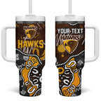 Personalized Hawthorn Hawks Tumbler With Handle Aboriginal Dot Painting Graffiti Style
