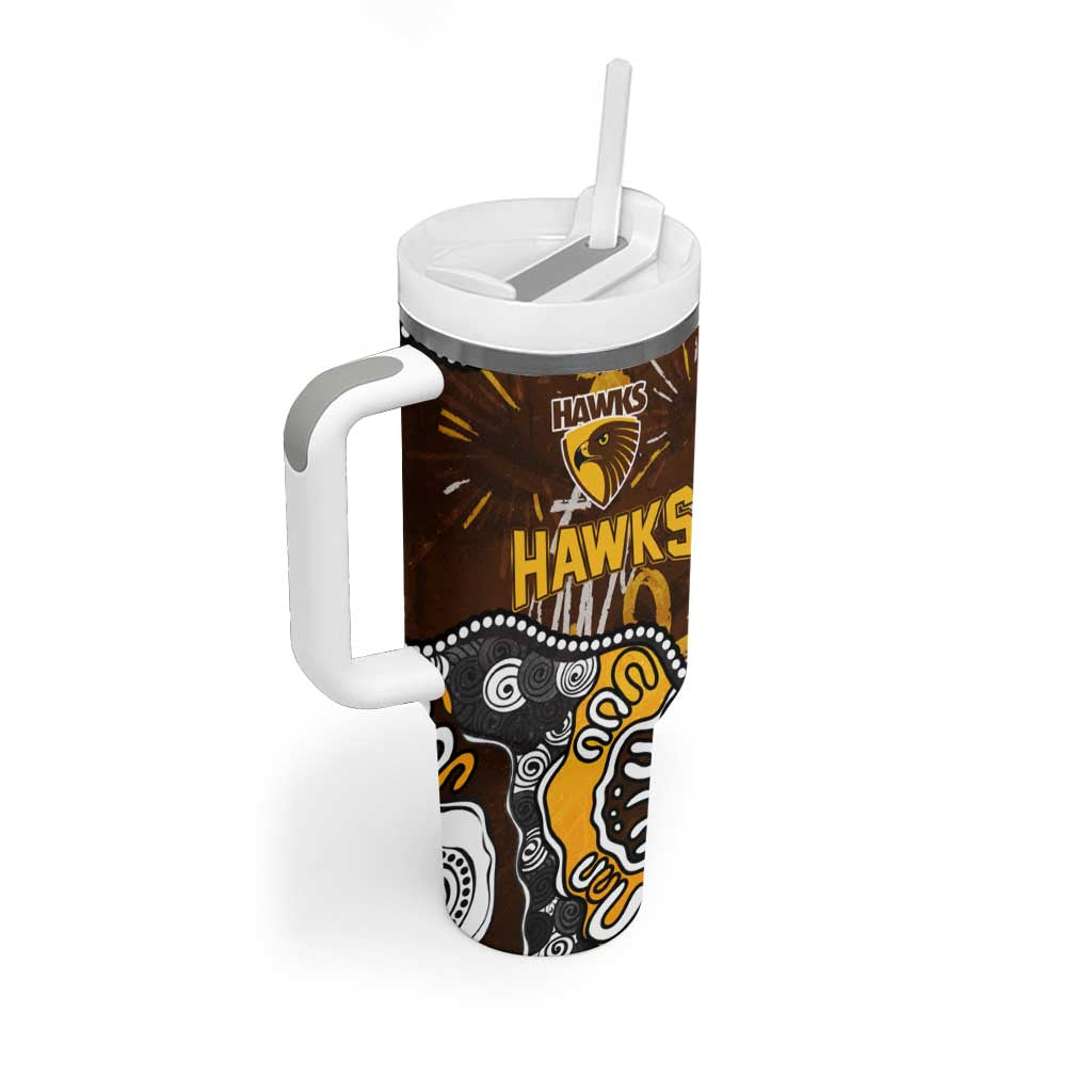 Personalized Hawthorn Hawks Tumbler With Handle Aboriginal Dot Painting Graffiti Style