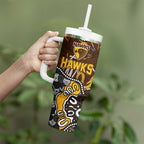 Personalized Hawthorn Hawks Tumbler With Handle Aboriginal Dot Painting Graffiti Style