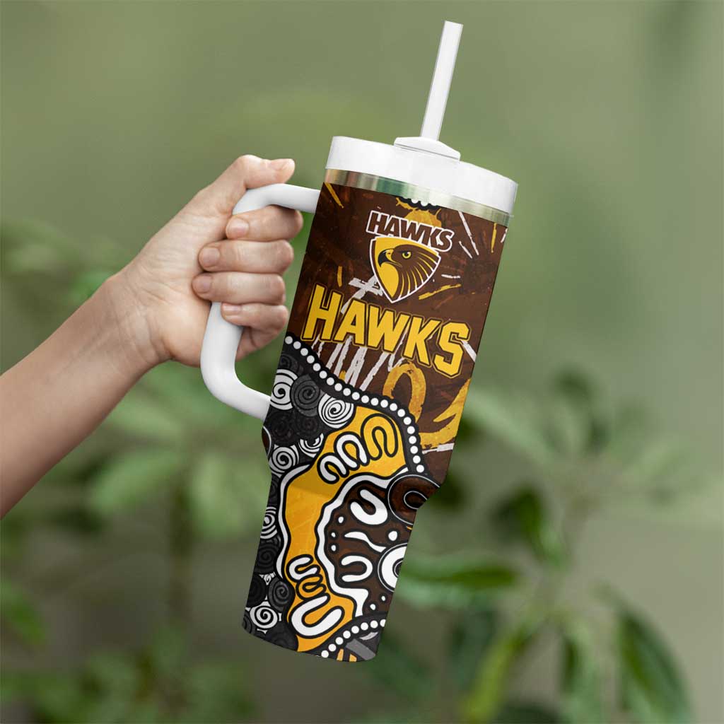 Personalized Hawthorn Hawks Tumbler With Handle Aboriginal Dot Painting Graffiti Style