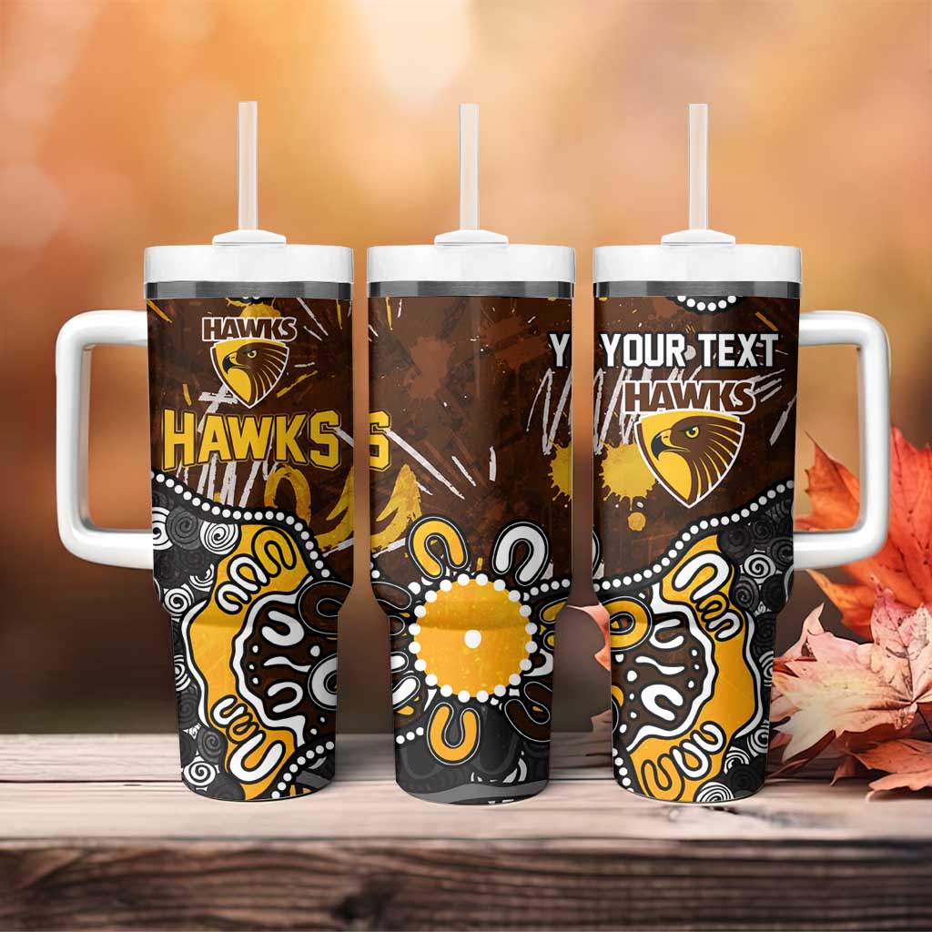 Personalized Hawthorn Hawks Tumbler With Handle Aboriginal Dot Painting Graffiti Style