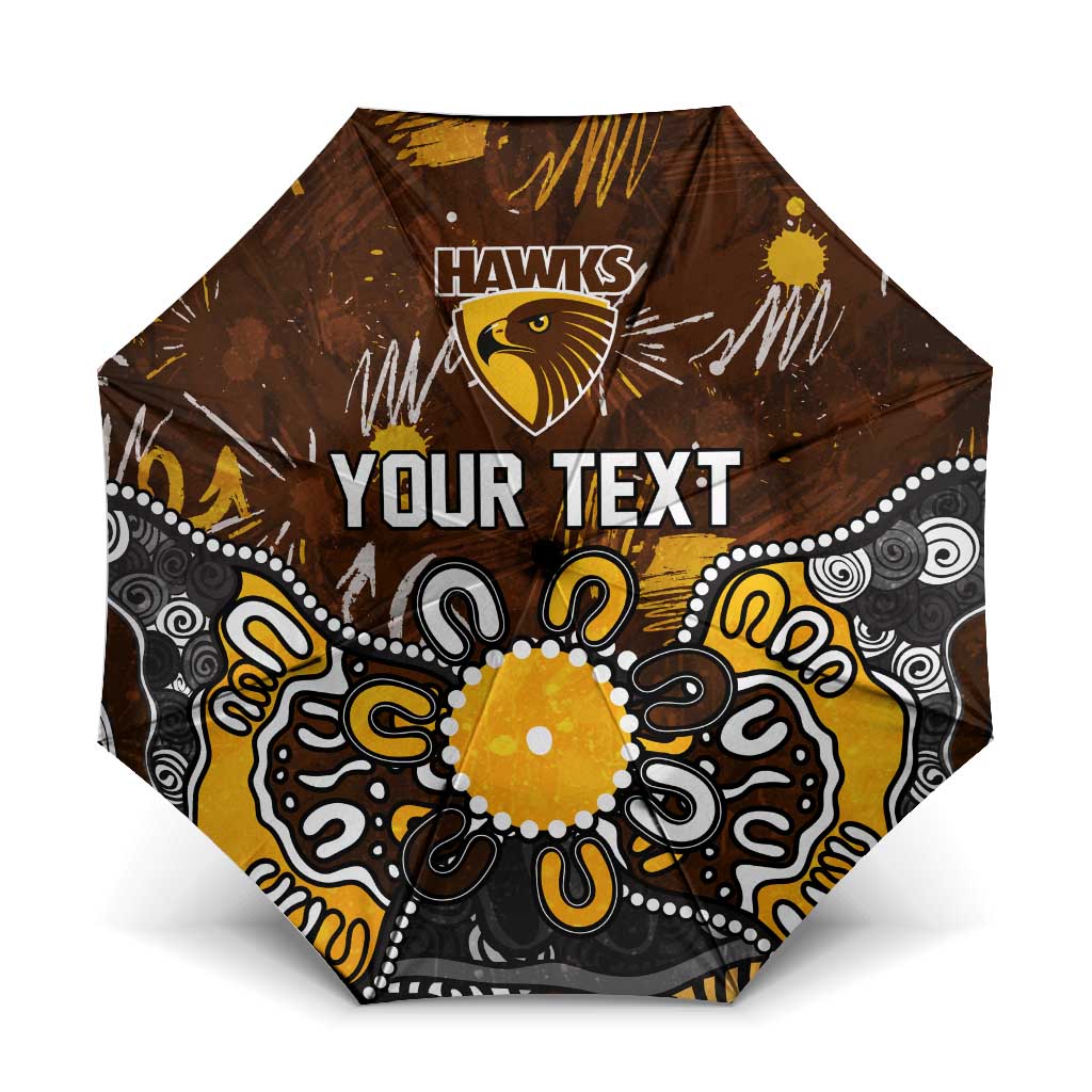 Personalized Hawthorn Hawks Umbrella Aboriginal Dot Painting Graffiti Style