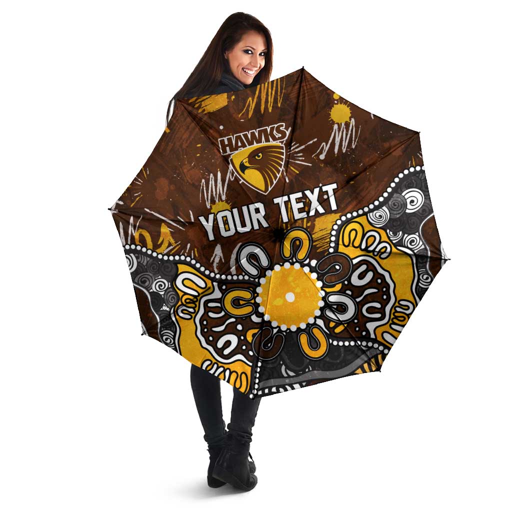 Personalized Hawthorn Hawks Umbrella Aboriginal Dot Painting Graffiti Style