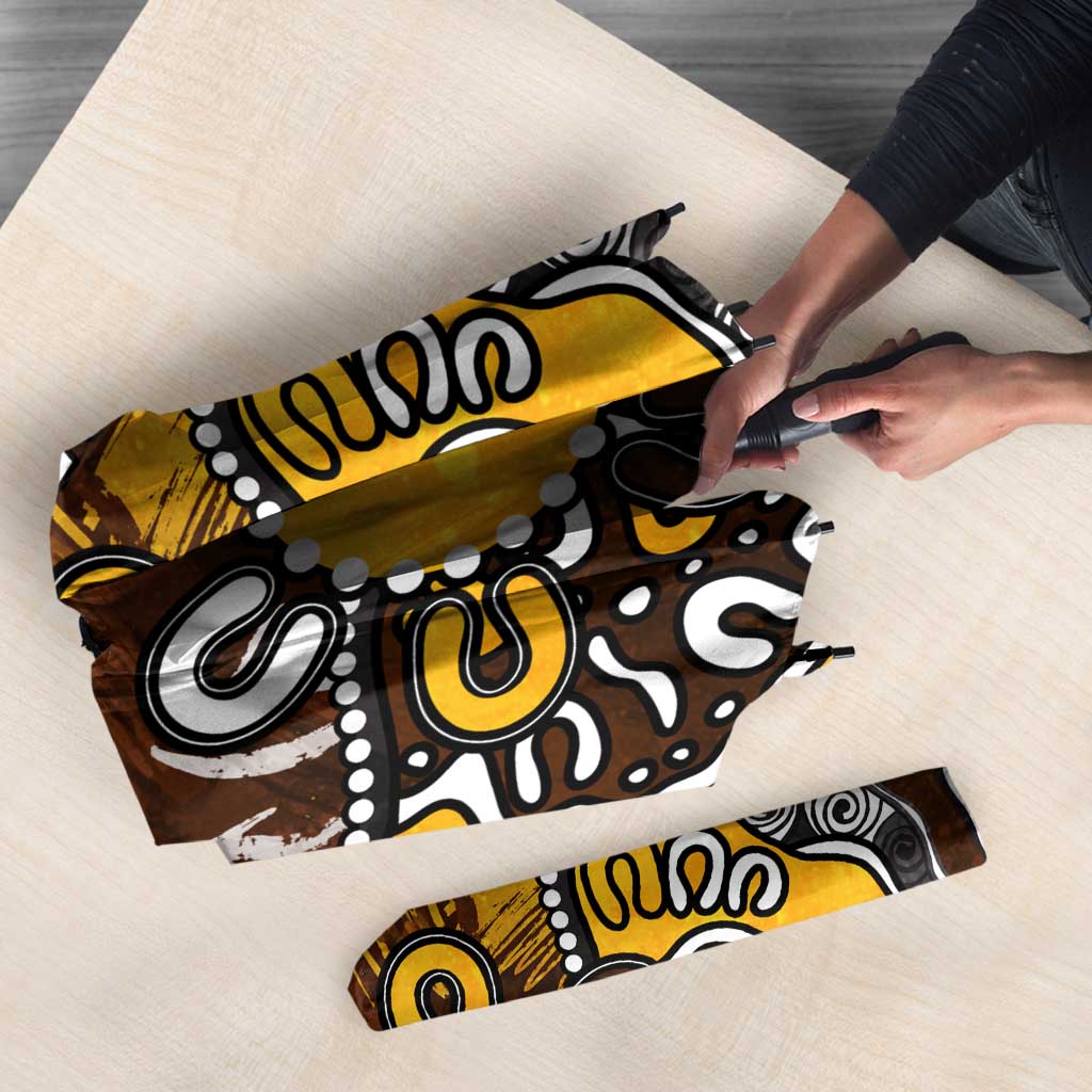 Personalized Hawthorn Hawks Umbrella Aboriginal Dot Painting Graffiti Style