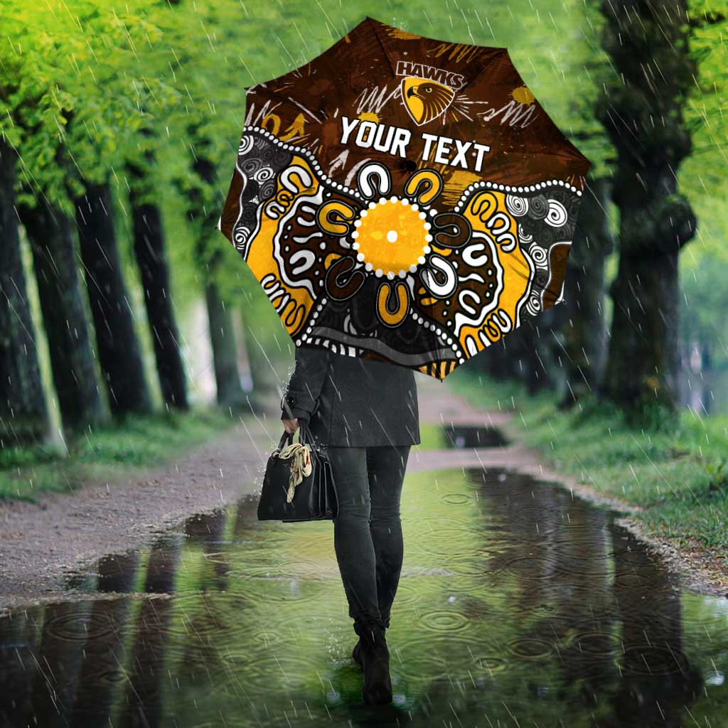 Personalized Hawthorn Hawks Umbrella Aboriginal Dot Painting Graffiti Style