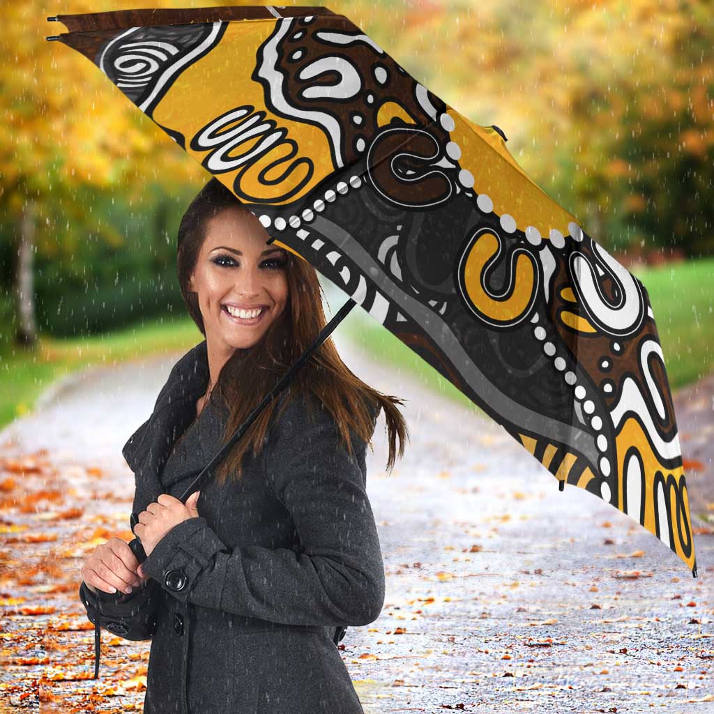 Personalized Hawthorn Hawks Umbrella Aboriginal Dot Painting Graffiti Style